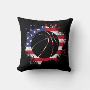 Cojín Decorativo Jugador de Baloncesto con Bandera Americana
