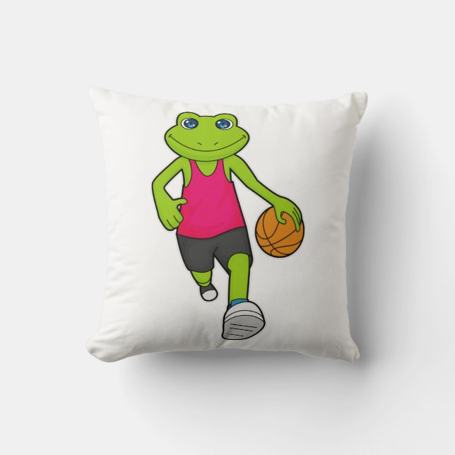 Cojín Decorativo Jugador de baloncesto de rana Baloncesto (Anverso)