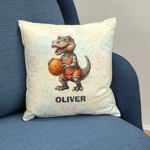 Cojín Decorativo Jugador de Baloncesto Dinosaurio Lindo