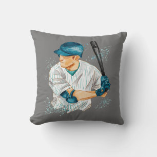 Cojín Decorativo Jugador de béisbol acuarela