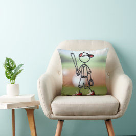 Cojín Decorativo Jugador De Béisbol Con Figura De Palos Rojos