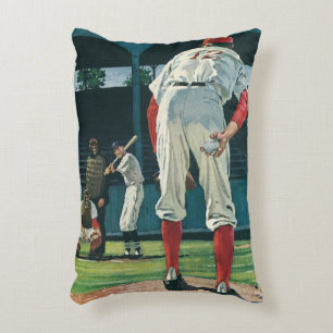 Cojín Decorativo Jugador de béisbol de deportes vintage en montícul