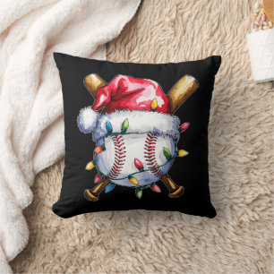 Cojín Decorativo Jugador de béisbol de Navidad sombrero de Santa