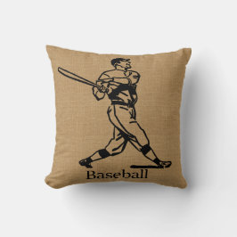 Cojín Decorativo Jugador de béisbol del vintage en mirada de la