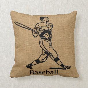 Cojín Decorativo Jugador de béisbol del vintage en mirada de la