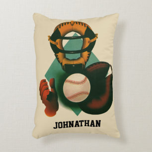 Cojín Decorativo Jugador de béisbol deportivo vintage, catcher con 