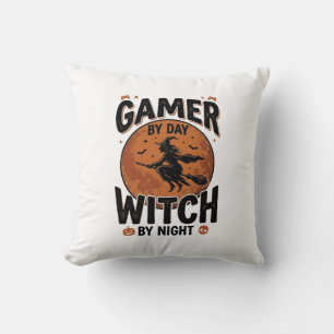 Cojín Decorativo Jugador De Día Bruja De Noche Diseño Retro De Jueg