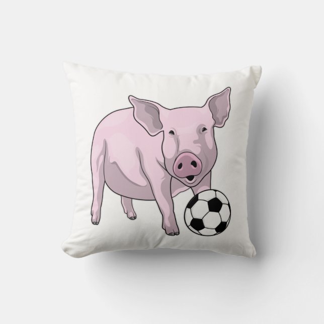 Cojín Decorativo Jugador de fútbol de cerdo (Anverso)