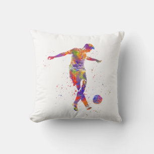 Cojín Decorativo Jugador de fútbol en acuarela