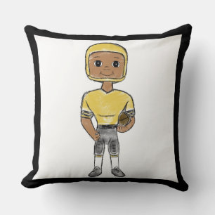 Cojín Decorativo jugador de fútbol retro vintage negro amarillo sim