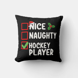 Cojín Decorativo Jugador De Hockey Bueno Malo Lista De Navidad Sant