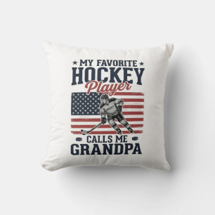 Cojín Decorativo Jugador de Hockey Favorito Me Llama Abuelo Vintage