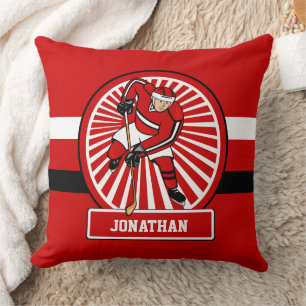 Cojín Decorativo Jugador de hockey sobre hielo personalizado