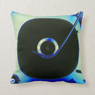 Cojín Decorativo Jugador de registro de vinilo retro azul