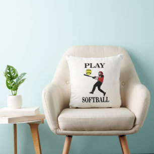 Cojín Decorativo Jugador de Softbol Juega a Softball