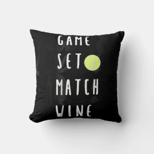 Cojín Decorativo Jugador de tenis amante de Wine Match Juego