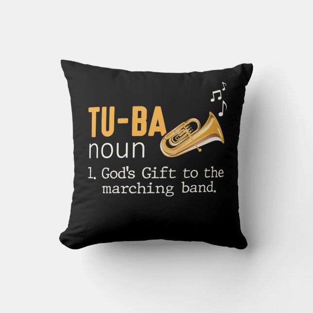 Cojín Decorativo Jugador de Tuba marchando músico de instrumentos e (Anverso)