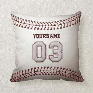 Cojín Decorativo Jugador número 03 - puntadas frescas del béisbol
