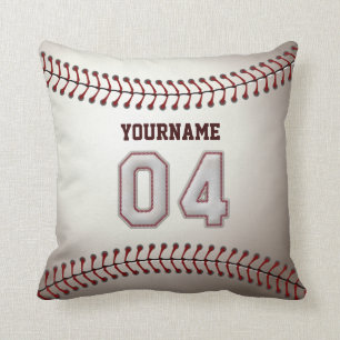 Cojín Decorativo Jugador número 04 - puntadas frescas del béisbol