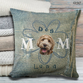 Cojín Decorativo Juguete de denim azul roto y perro