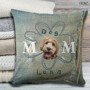 Cojín Decorativo Juguete de denim azul roto y perro