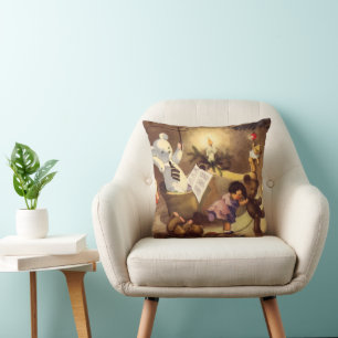 Cojín Decorativo Juguetes Navideños Antiguos, Muñecas Bailarinas, O