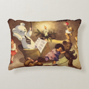 Cojín Decorativo Juguetes Navideños Antiguos, Muñecas Bailarinas, O