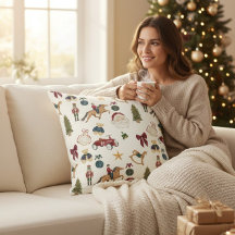Juguetes Navideños Nostálgicos Patrón Acuarela Bei