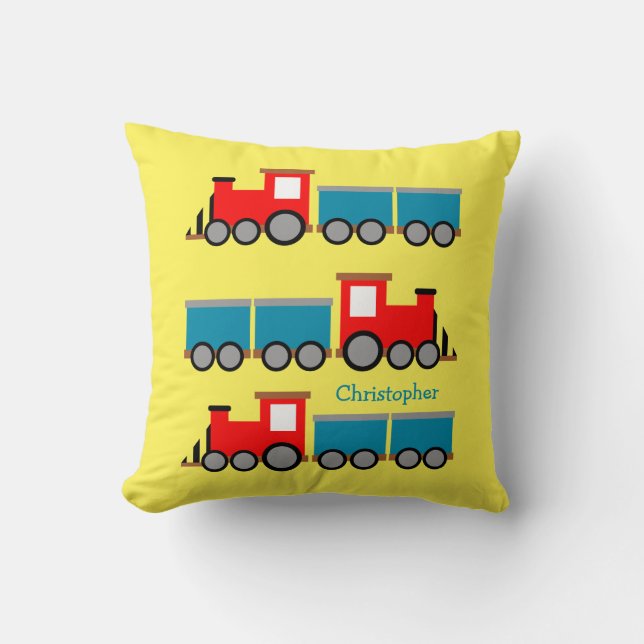 Cojín Decorativo Juguetes Tren Guardería Cuta Personalizada (Anverso)