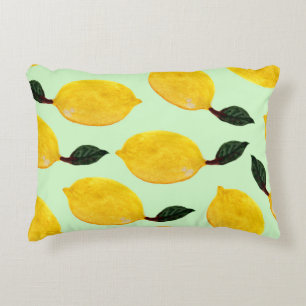 Cojín Decorativo Juicy Lemon Blueberries: Patada sin mar acuarela