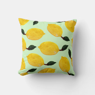 Cojín Decorativo Juicy Lemon Blueberries: Patada sin mar acuarela