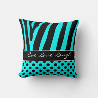 Cojín Decorativo Jumbo Aqua Black Zebra Stripe Polka Dots Pillow