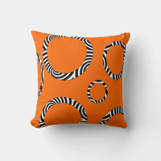 Cojín Decorativo Jumbo Naranja, negro, blanco a rayas de los círcul