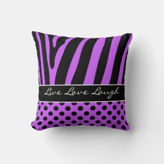 Cojín Decorativo Jumbo Purple Black Zebra Stripe Polka Puntos Pillo