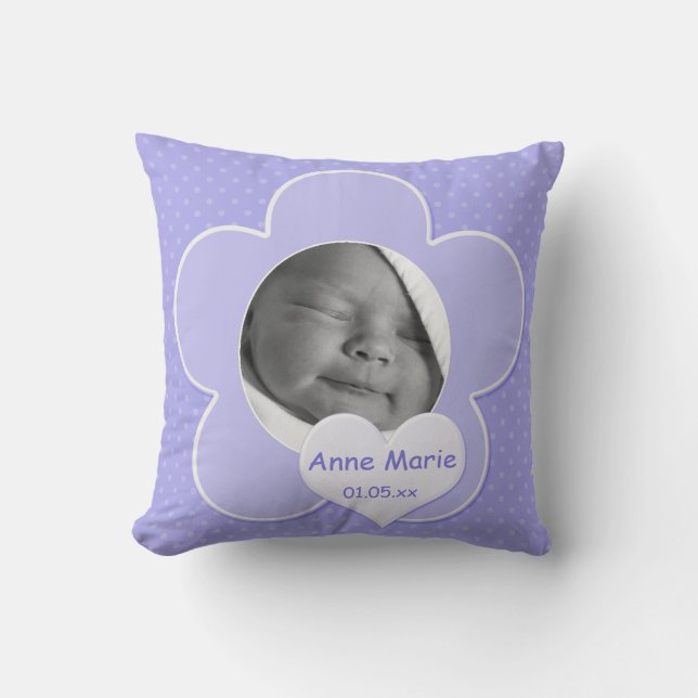 Cojín Decorativo Jumbo Púrpura Polka Dot Baby Foto Pillow (Anverso)