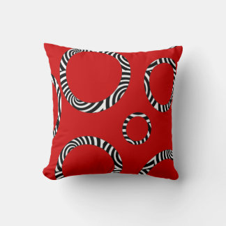 Cojín Decorativo Jumbo Rojo, Negro, Blanco a rayas Círculos Pillow