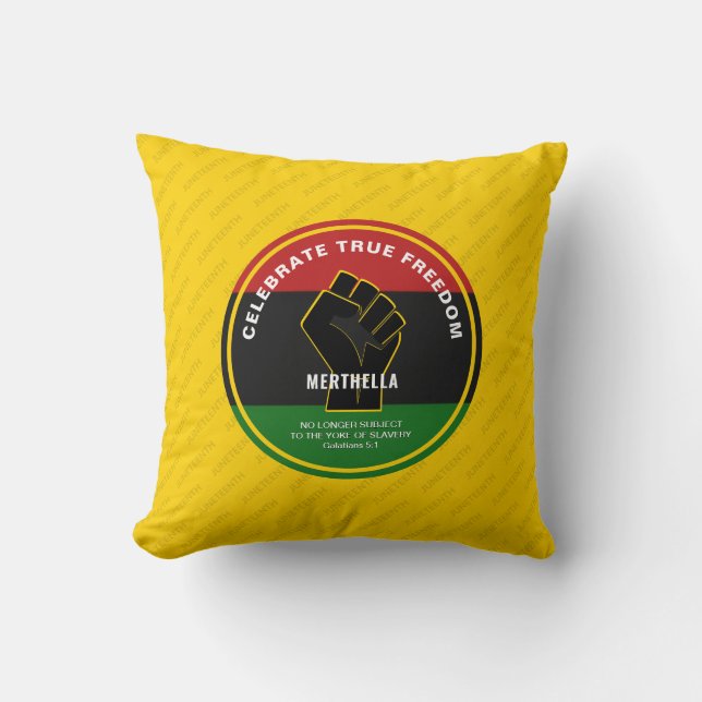 Cojín Decorativo Juneteeth CELEBRA LA VERDADERA LIBERTAD (Anverso)