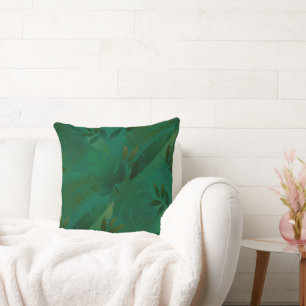 Cojín Decorativo Jungla Esmeralda Hojas Tropicales Exóticas Mística