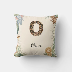 Cojín Decorativo Jungla Safari Nombre Personalizado Monograma O Gua
