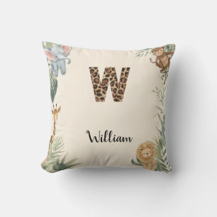 Cojín Decorativo Jungla Safari Nombre Personalizado Monograma W Gua