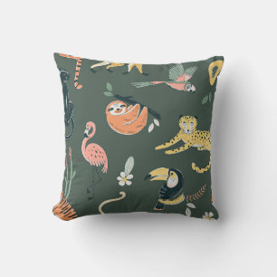 Cojín Decorativo Jungle Animales Flora vintage Fauna