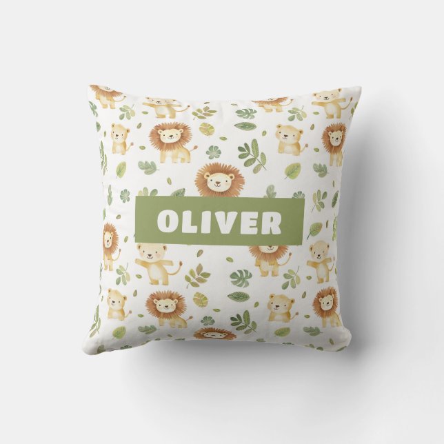 Cojín Decorativo Jungle Animals Nursery Room Cute Wildlife Pattern (Reverso)