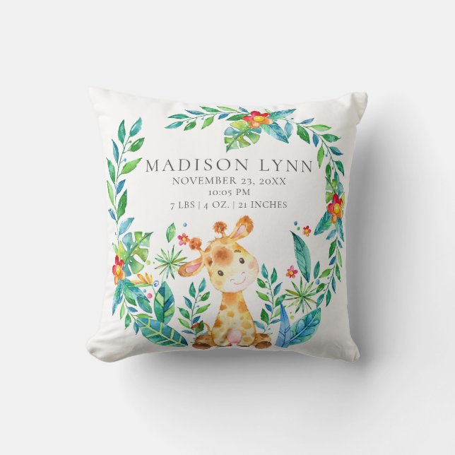 Cojín Decorativo Jungle Giraffe Baby Nacimientos Estáticos Pillow (Anverso)
