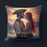 Cojín Decorativo Juntos a través de cada tormenta pirata romántico<br><div class="desc">Navegar en una ola de romance con esta almohada de ensueño con una pareja de piratas saliendo del océano, en un abrazo romántico, con las palabras "Juntos por cada tormenta". Este diseño místico captura un amor que es audaz, perdurable y desconmovido incluso por los mares más salvajes. Esta almohada es...</div>