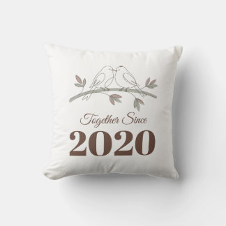 Cojín Decorativo Juntos desde Año Personalizado Dos Pájaros