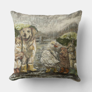 Cojín Decorativo Juntos todavía Animales caprichosos de granja Lluv