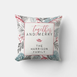 Cojín Decorativo Juntos y Felices Fiestas Vegetación Familiar
