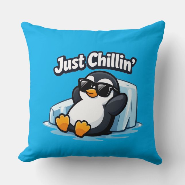 Cojín Decorativo JUST CHILLING PINGUIN Throw Pillow (Anverso)