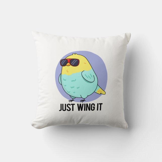 Cojín Decorativo Just Wing It Funny Bird Pun (Anverso)