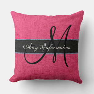 Cojín Decorativo Jute Rústico Monograma Rosa Burlap